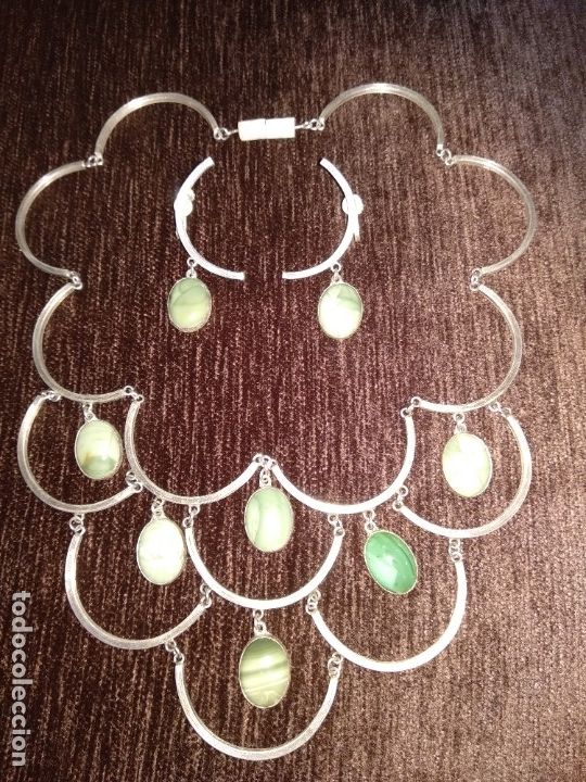 Joyeria: Collar y Pendientes a&ntilde;os 50 Alpaca - Foto 2