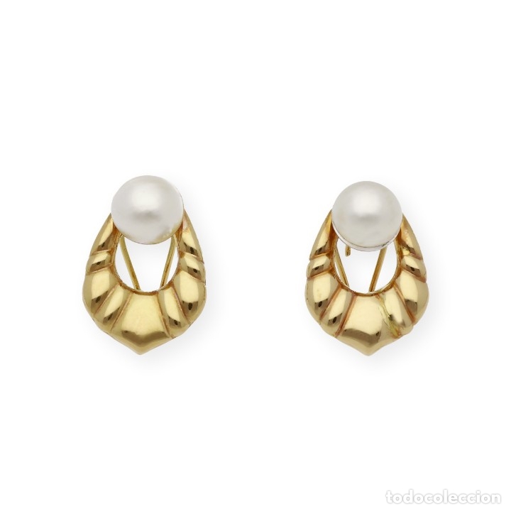 Joyeria: Pendientes, oro amarillo 18k y perla Mabe - Foto 2