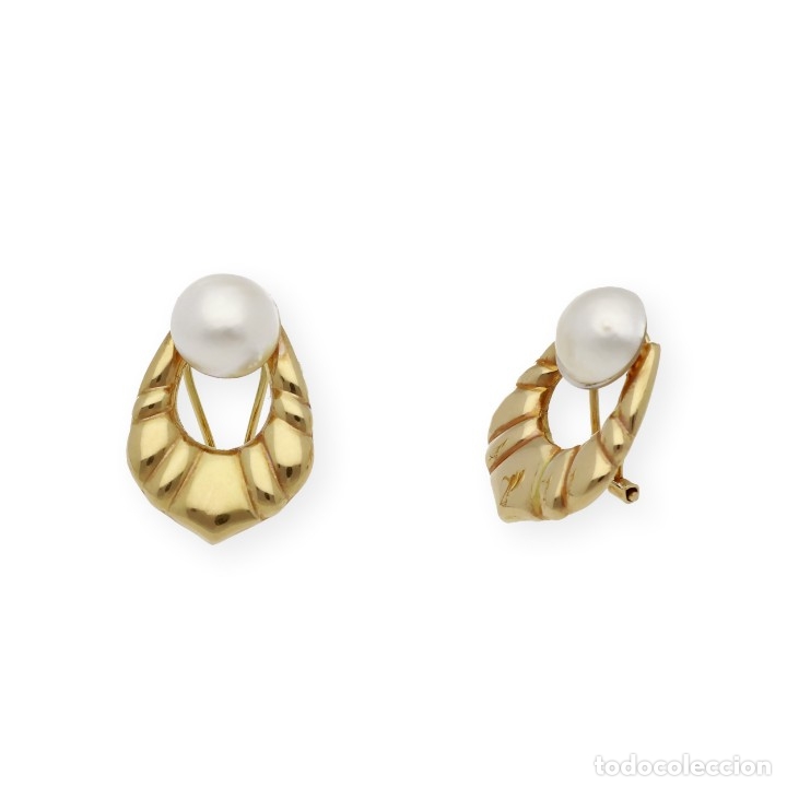 Joyeria: Pendientes, oro amarillo 18k y perla Mabe - Foto 3
