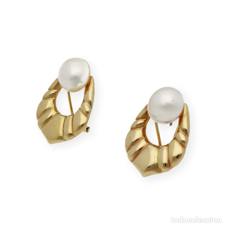 Joyeria: Pendientes, oro amarillo 18k y perla Mabe - Foto 4