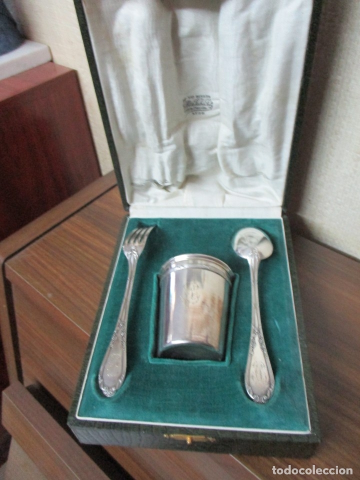 Joyeria: cubiertos y vaso plata de ley con estuche - Foto 1