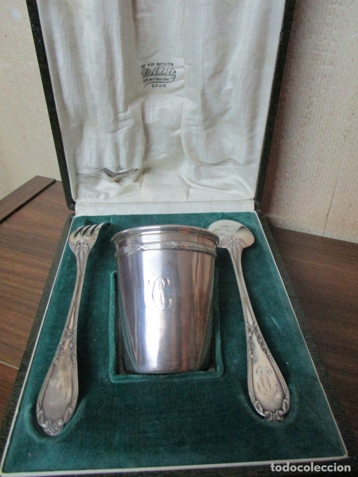 Joyeria: cubiertos y vaso plata de ley con estuche - Foto 3