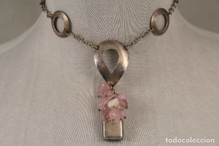 Joyeria: collar en plata de ley con cuarzo rosa - Foto 1