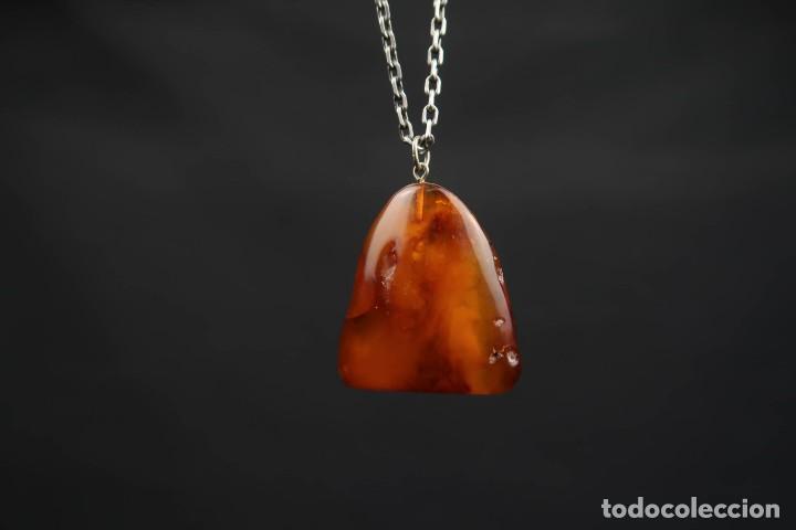 Joyeria: Antiguo Colgante de Ambar con cadena de Plata - Foto 3