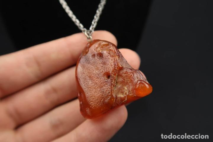 Joyeria: Antiguo Colgante de Ambar con cadena de Plata - Foto 4