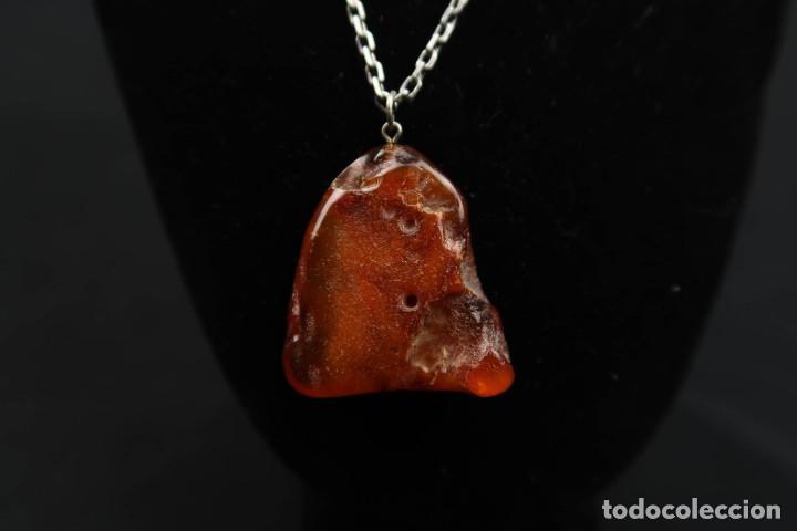 Joyeria: Antiguo Colgante de Ambar con cadena de Plata - Foto 5