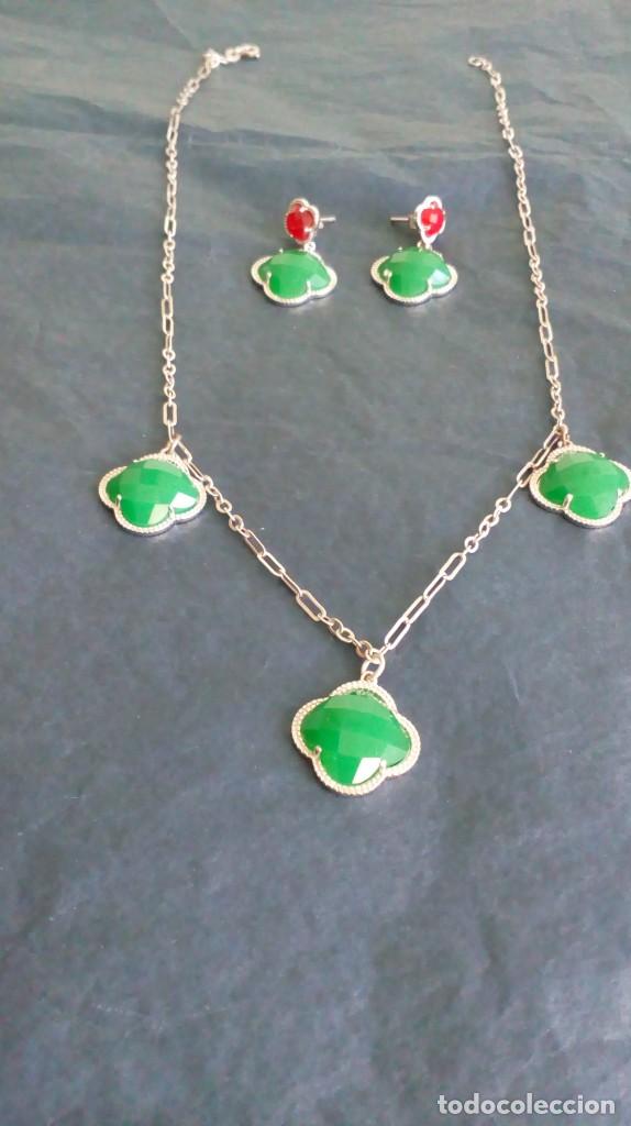 Joyeria: CONJUNTO DE COLLAR Y PENDIENTES EN PLATA Y PIEDRAS - Foto 1