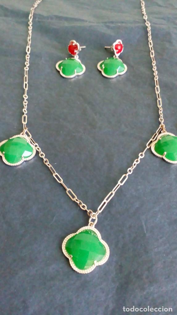 Joyeria: CONJUNTO DE COLLAR Y PENDIENTES EN PLATA Y PIEDRAS - Foto 2