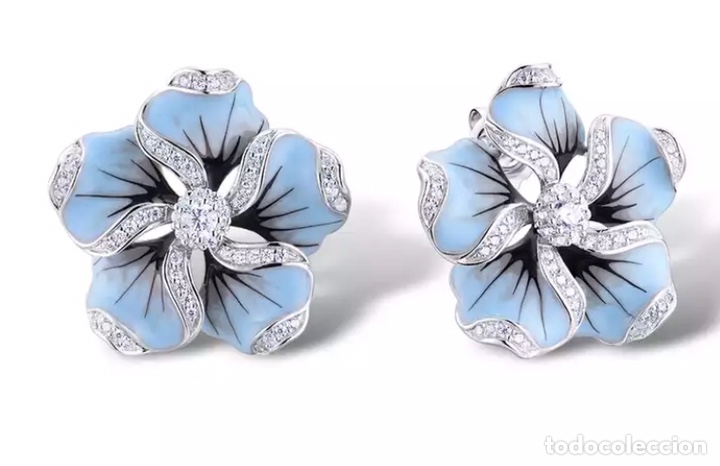 Schmuck: Pendientes de plata 925 esmalte al fuego y brillantes