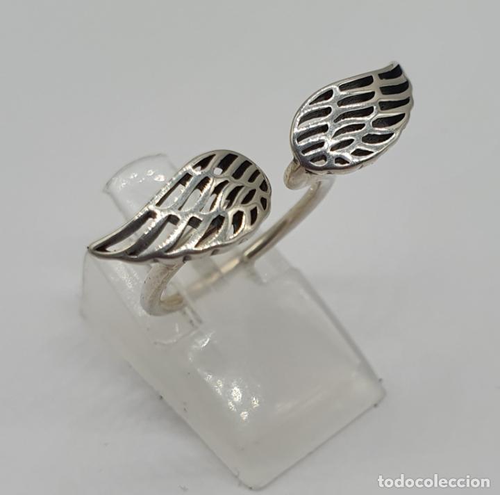 Joyeria: Bellas sortija con forma de alas en plata de ley contrastada . - Foto 3