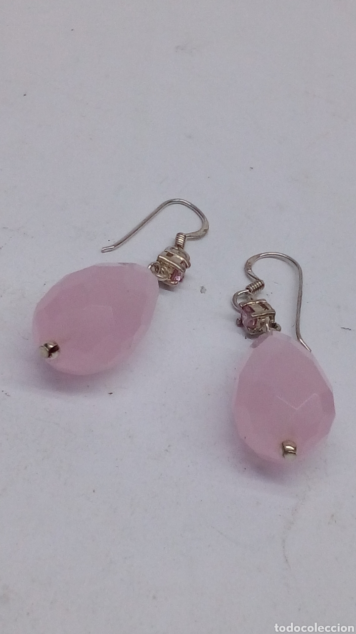 Joyeria: PENDIENTES DE PLATA Y CUARZO ROSA/P89 - Foto 1