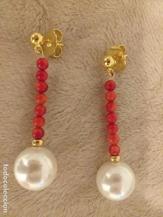 Joyeria: Pendientes de coral y perla. - Foto 1