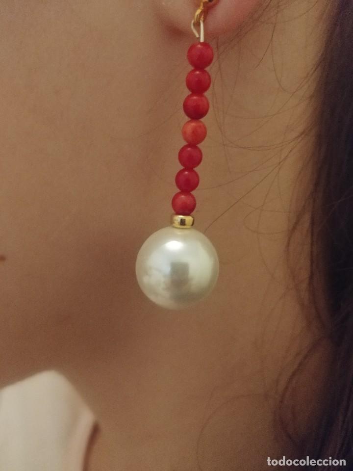 Joyeria: Pendientes de coral y perla. - Foto 5