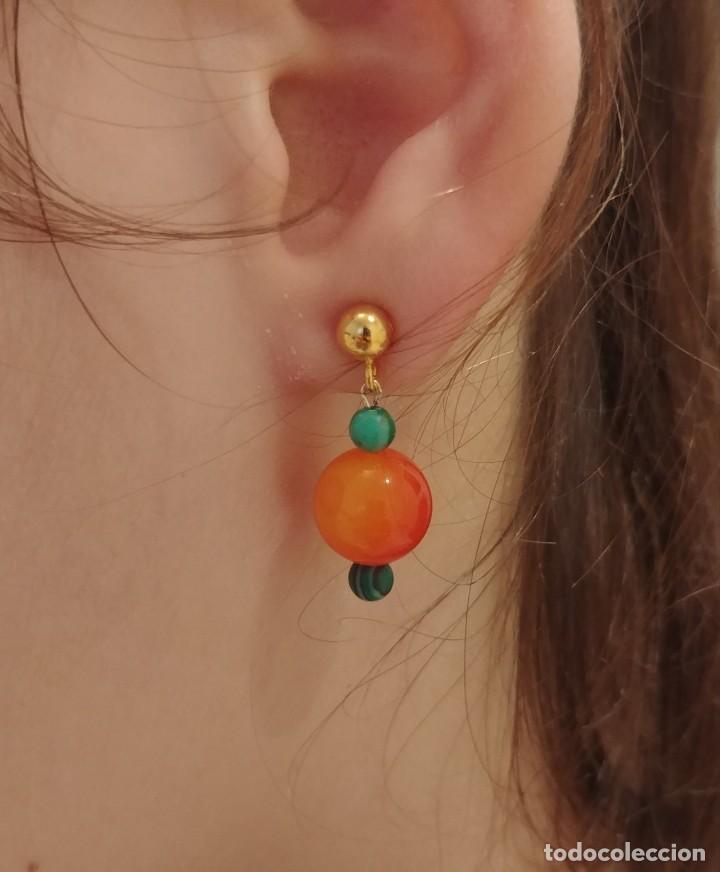 Joyeria: Pendientes de cornalina natural naranja. - Foto 1