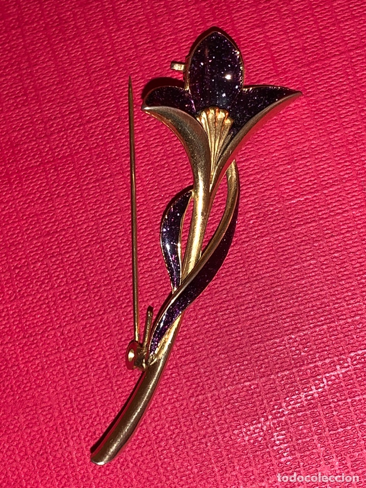 Joyeria: Broche de metal chapado en oro y esmalte - Foto 1
