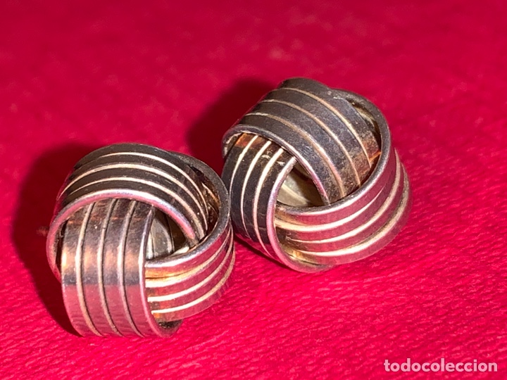 Joyeria: Preciosa pareja de pendientes en plata contrastada