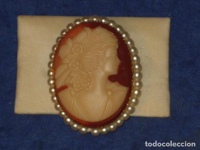Joyeria: BROCHE CAMAFEO TALLADO EN CONCHA CON PERLAS. - Foto 5