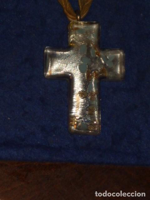 Joyeria: ANTIGUA CRUZ DE CRISTAL DE MURANO. - Foto 3
