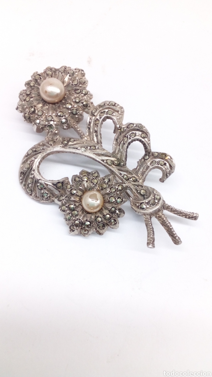 Joyeria: Broche de plata con mrquesitas y perla /b64 - Foto 1