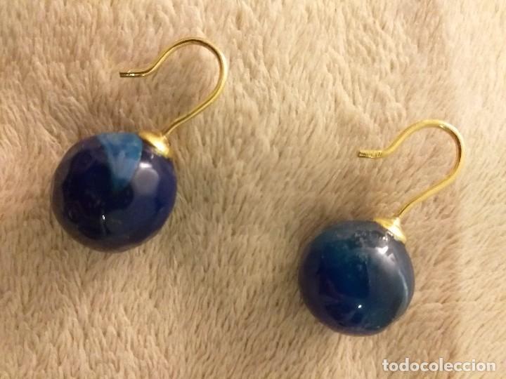 Joyeria: Pendientes perlas de &aacute;gata azul natural - Foto 1