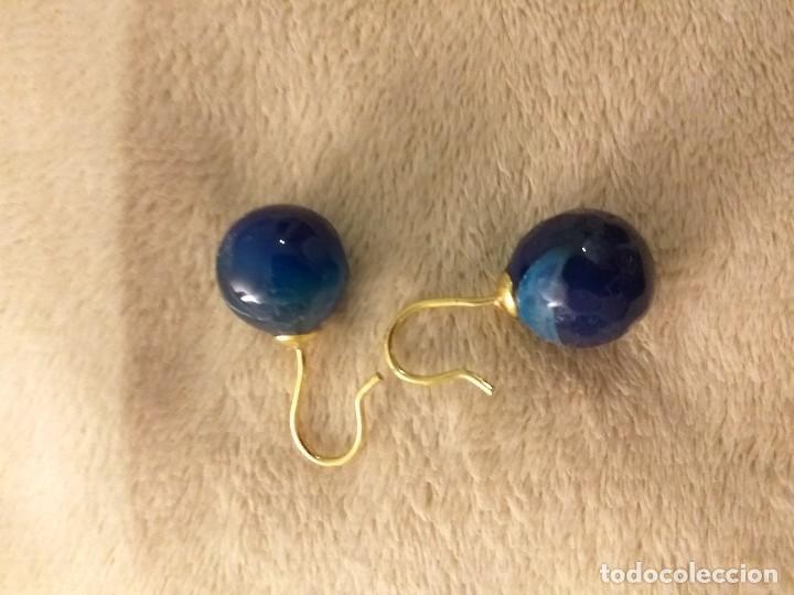 Joyeria: Pendientes perlas de &aacute;gata azul natural - Foto 2