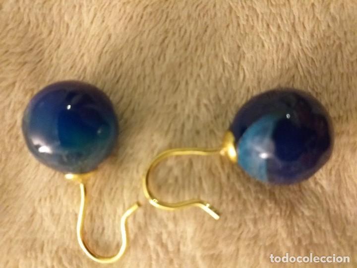 Joyeria: Pendientes perlas de &aacute;gata azul natural - Foto 3