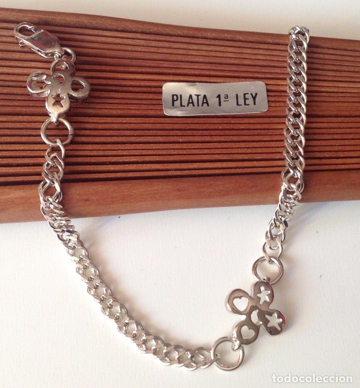 Joyeria: PULSERA DE PLATA DE LEY. CONTRASTE. CON 2 FLORES - Foto 1