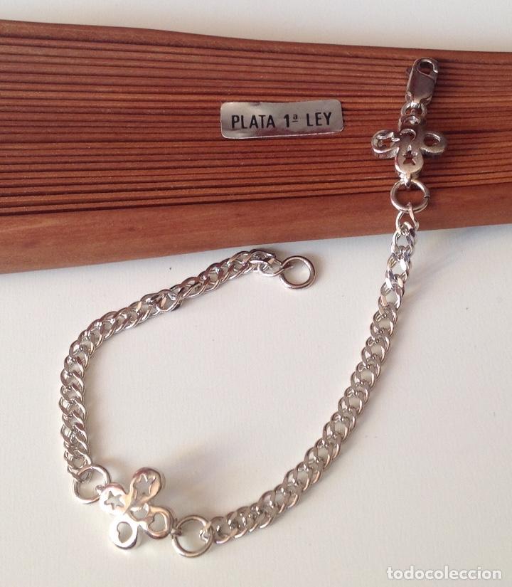 Joyeria: PULSERA DE PLATA DE LEY. CONTRASTE. CON 2 FLORES - Foto 2
