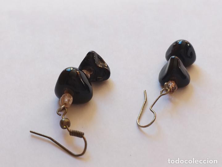 Joyeria: Pendientes. Plateados y negros. 4 cm. - Foto 3