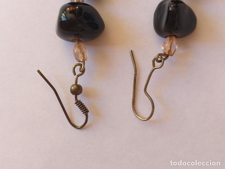 Joyeria: Pendientes. Plateados y negros. 4 cm. - Foto 4