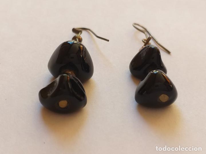 Joyeria: Pendientes. Plateados y negros. 4 cm. - Foto 5