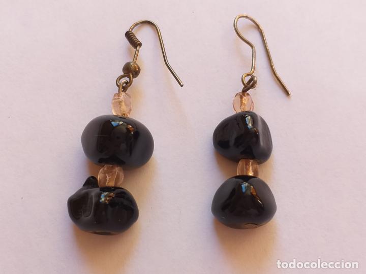 Joyeria: Pendientes. Plateados y negros. 4 cm. - Foto 1