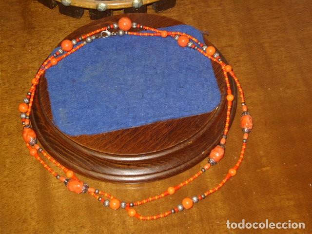 Joyeria: FINO COLLAR LARGO 2 VUELTAS DE OPALINA NARANJA,CRISTAL. - Foto 1