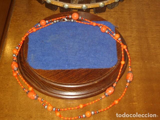 Joyeria: FINO COLLAR LARGO 2 VUELTAS DE OPALINA NARANJA,CRISTAL. - Foto 2
