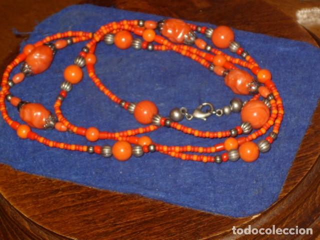 Joyeria: FINO COLLAR LARGO 2 VUELTAS DE OPALINA NARANJA,CRISTAL. - Foto 5