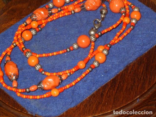 Joyeria: FINO COLLAR LARGO 2 VUELTAS DE OPALINA NARANJA,CRISTAL. - Foto 6