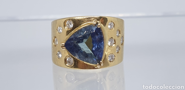 Joyeria: Exclusivo anillo de oro 18 k con tanzanita 5 ct certificada IGI