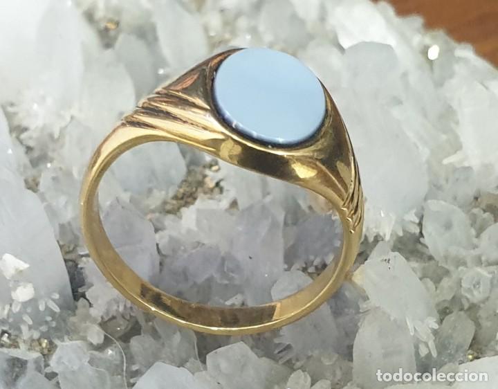 Joyeria: Anillo. Sello en oro 18k y agata bicolor - Foto 3