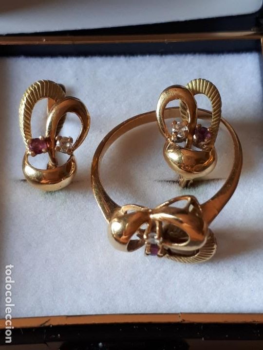Joyeria: JUEGO DE PENDIENTES Y SORTIJA ORO 18 KT - Foto 1