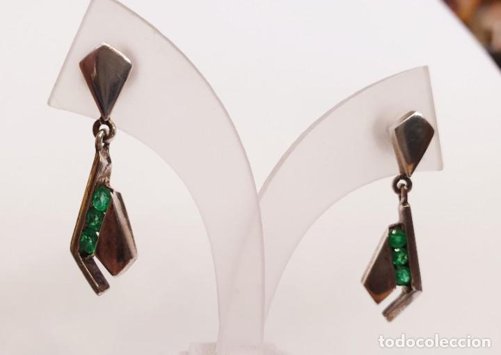 Joyeria: Pendientes esmeralda y plata 950 - Foto 2