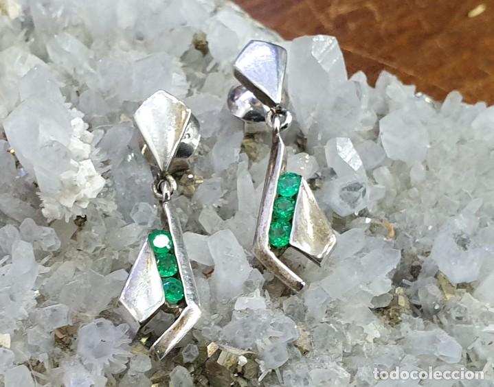 Joyeria: Pendientes esmeralda y plata 950 - Foto 6