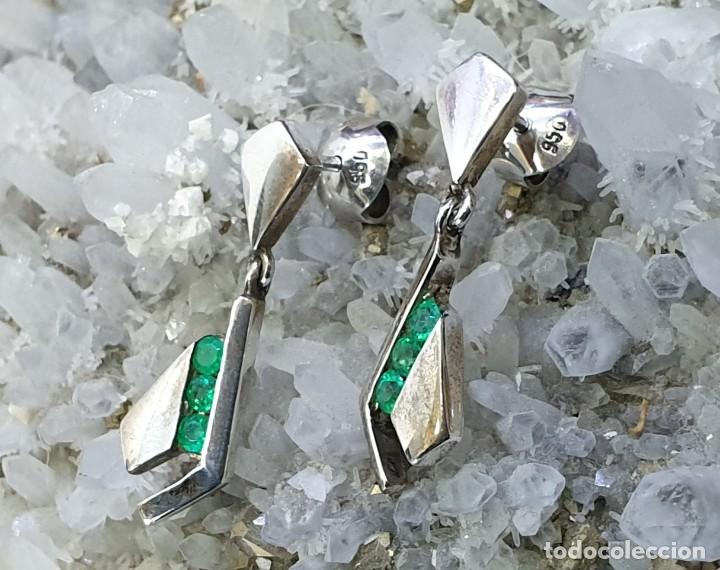 Joyeria: Pendientes esmeralda y plata 950 - Foto 5
