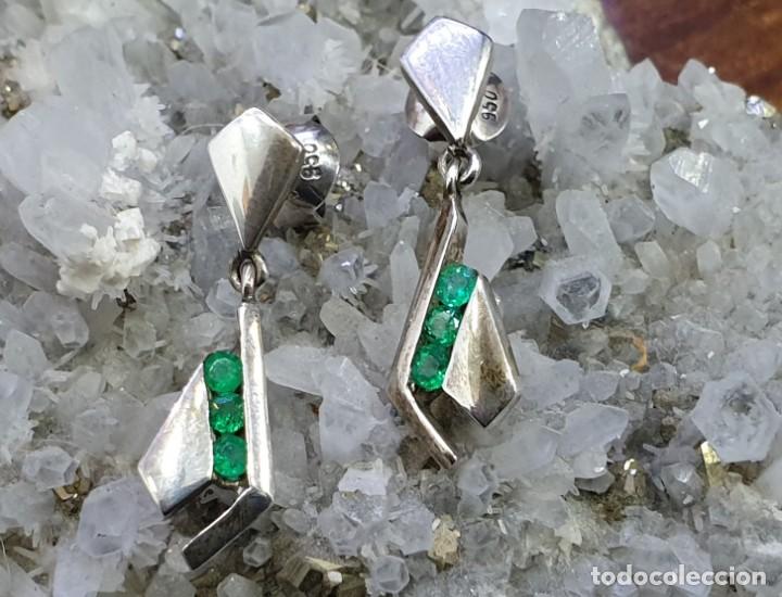 Joyeria: Pendientes esmeralda y plata 950 - Foto 7