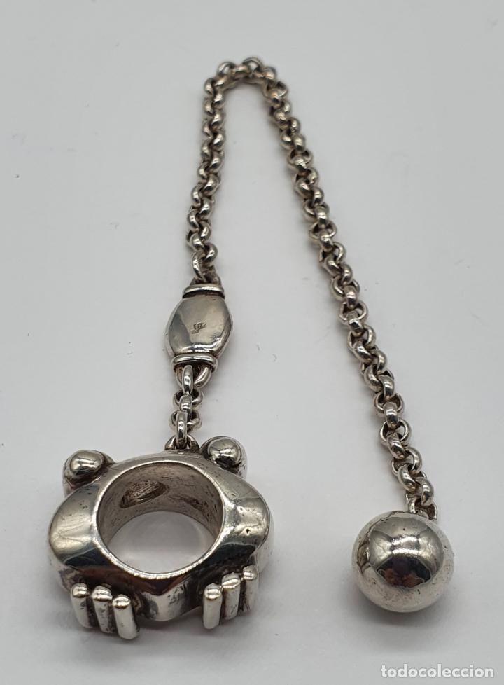 Joyeria: Original pulsera con simp&aacute;tica rana en plata de ley maciza . - Foto 3