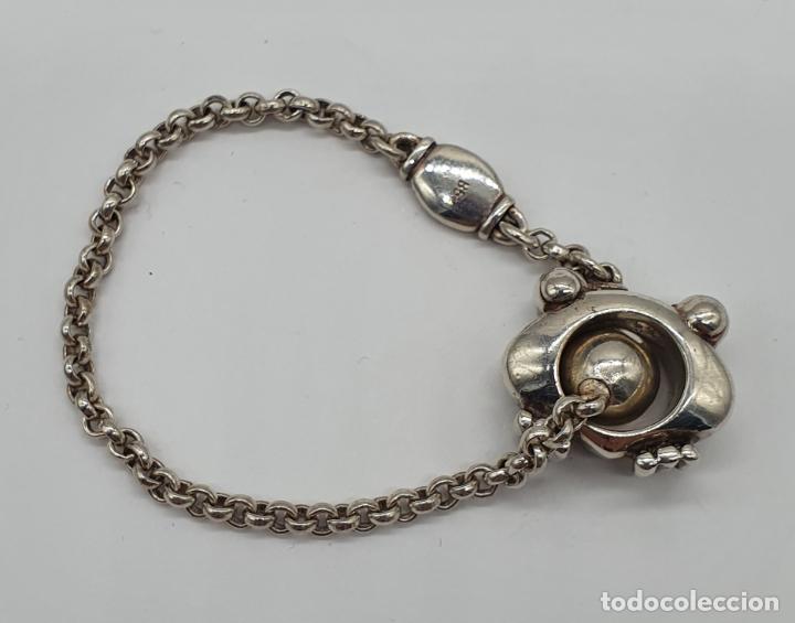 Joyeria: Original pulsera con simp&aacute;tica rana en plata de ley maciza . - Foto 4