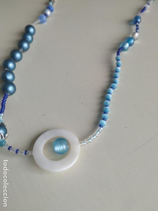 Joyeria: Collar de diversos tipos de abalorios. Largo. Tonos azules - Foto 3