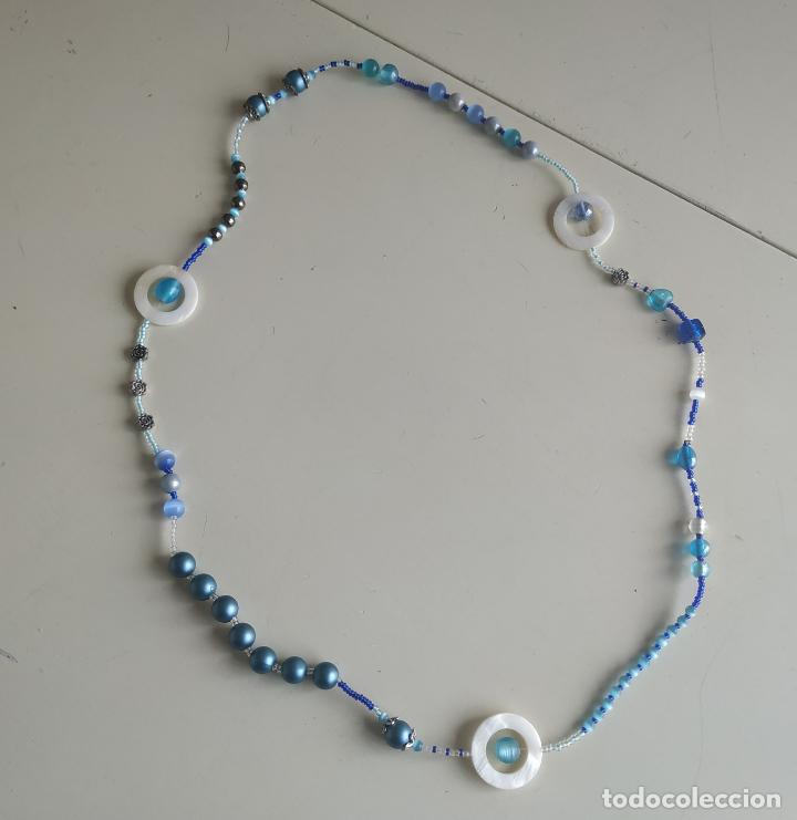 Joyeria: Collar de diversos tipos de abalorios. Largo. Tonos azules - Foto 1