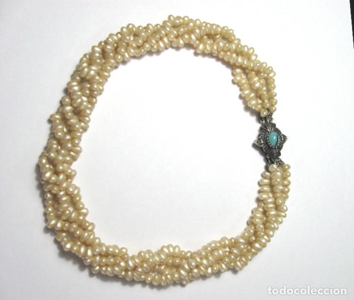 Joyeria: COLLAR DE PERLAS DE R&Iacute;O CON CIERRE DE PLATA Y TURQUESA - Foto 1