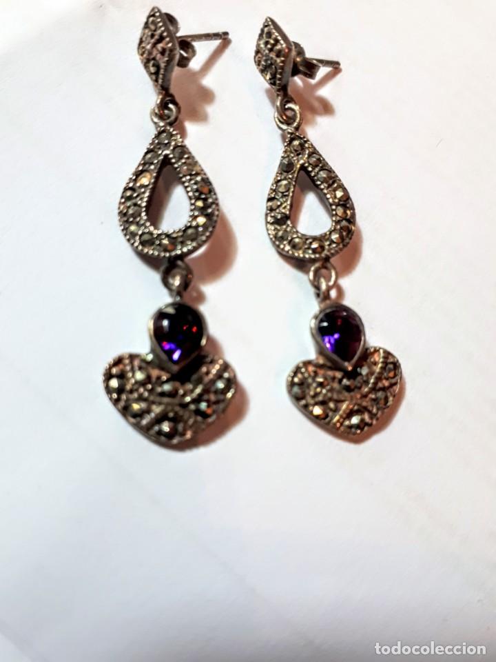 Joyeria: Preciosos pendientes antiguos en plata - Foto 1