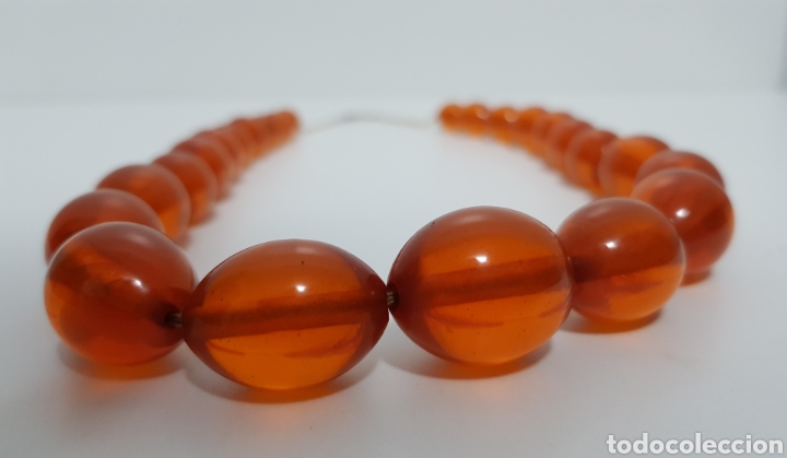 Joyeria: COLLAR DE &Aacute;MBAR ANTIGUO CON CADENA CHAPADA EN ORO - Foto 3
